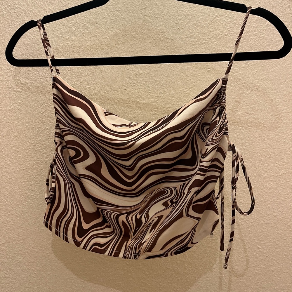 brown printed bershka top